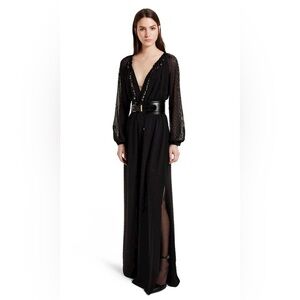 Altuzarra For Target Black And Gold Swiss Dot Chiffon Maxi Dress, Size 6